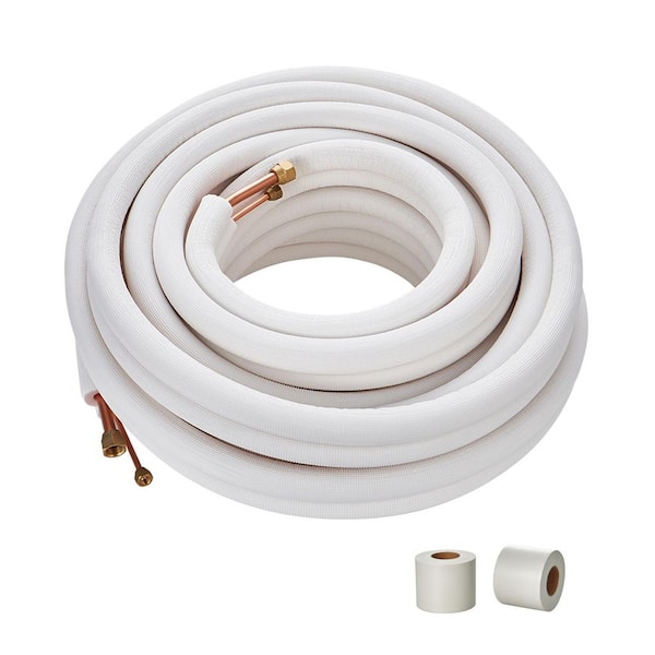 50 FT. Mini Split Line Set, 1/4 in. & 1/2 in. O. D Copper Pipes Tubing and Insulation, for Mini Split Air Conditioning