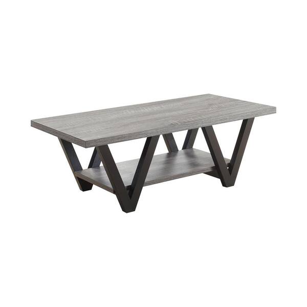 Coaster Home Furnishings Higgins 47 .25in Antique Grey and Black Rectangle  Wood Coffee Table with Lower Shelf 705398 - The Home Depot