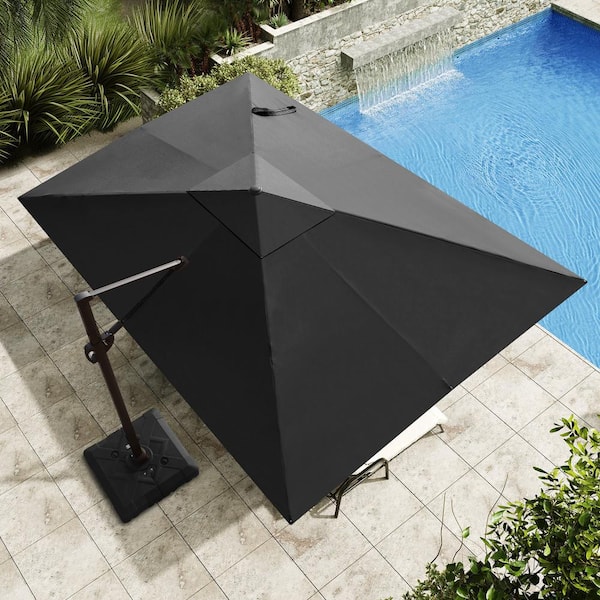 Crestlive Products 9 ft. x 12 ft. Heavy-Duty Frame Rectangular Cantilever Patio Umbrella in Black