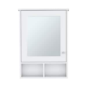 20.9 in. W x 6.6 in. D x 29 in. H White Wall Mount Bathroom Storage Cabinet with Mirror Door and 3 Shelves