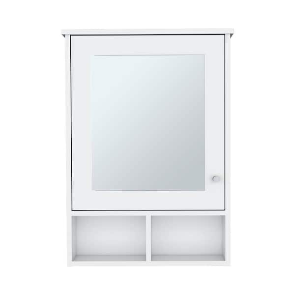 20.9 in. W x 6.6 in. D x 29 in. H White Wall Mount Bathroom Storage Cabinet with Mirror Door and 3 Shelves