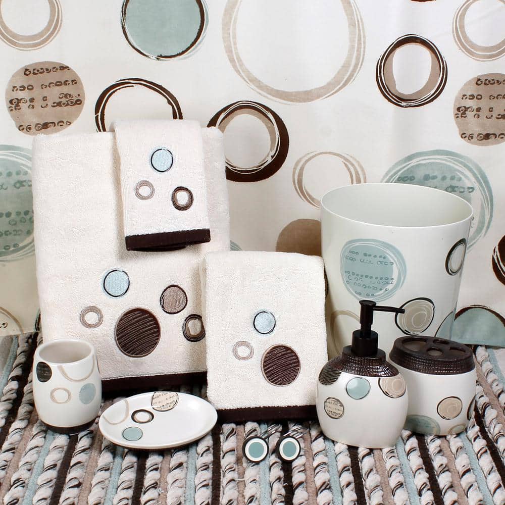 Multicolor Circular Design Shower Curtain Hooks Set of 12