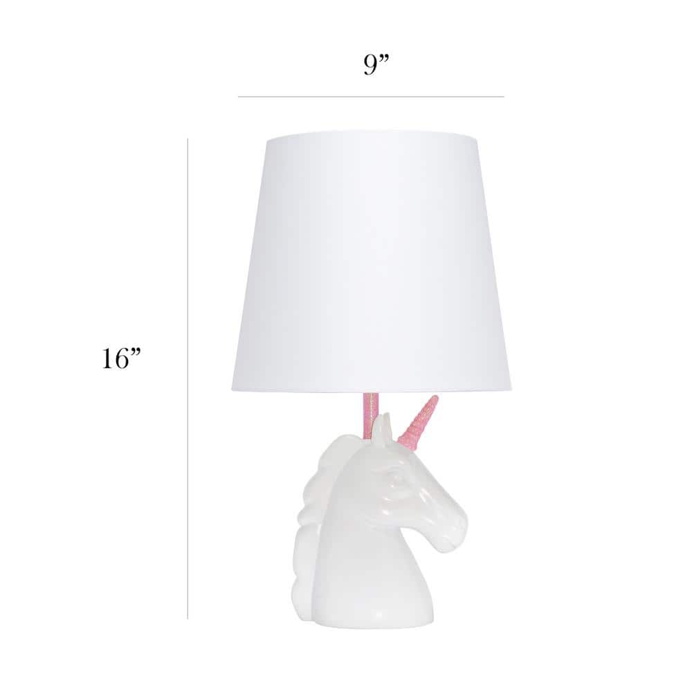 Sparkling Pink and White Unicorn Table Lamp for Kids