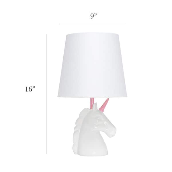 Simple Designs 16 in. Sparkling Pink and White Unicorn Lamp LT1078 