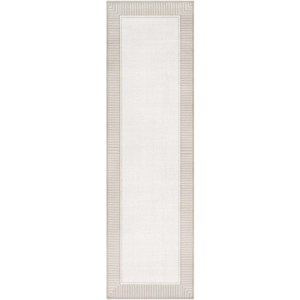 Livabliss Felix Taupe 2 ft. 3 in. x 11 ft. 9 in. Solid Indoor/Outdoor Patio Runner Rug