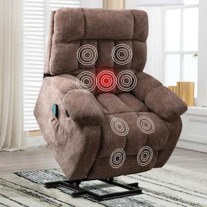 Taupe Fabric Massage Chair Electric Power Lift Recliner Chair Living Room Single Sofas with Heat