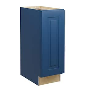Grayson Mythic Blue Painted Plywood Shaker Assembled Bath Cabinet FH Soft Close L 12 in W x 21 in D x 34.5 in H