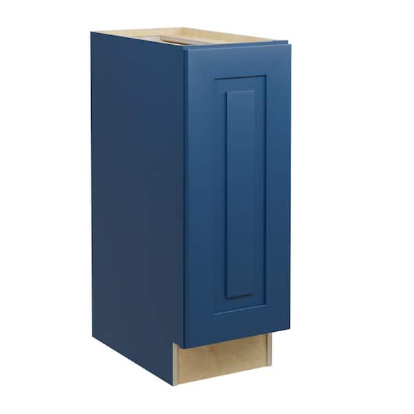 Home Decorators Collection Grayson 12 in. W x 21 in. D x 34.5 in. H Assembled Plywood Full Height Door Base Bath Cabinet in Mythic Blue LH
