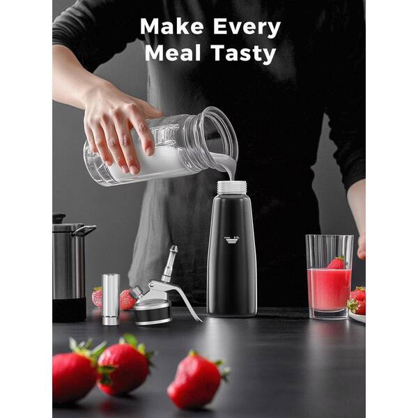 Wudkey Black Whipped Cream Dispenser, 500ml Aluminum Cream Whipper