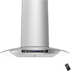36 in. 900 CFM Wall Mount with LED light stainless steel Range Hood with Tempered Glass 4 Speed