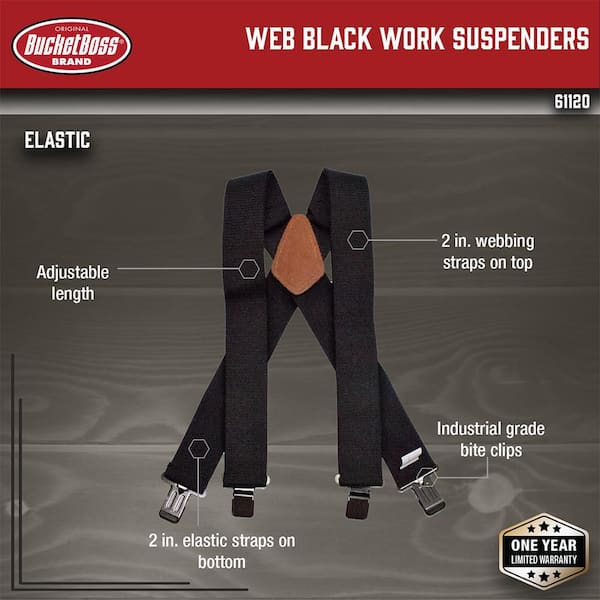 BUCKET BOSS Adjustable LoadBear Work Suspenders in Black 57400 - The Home  Depot