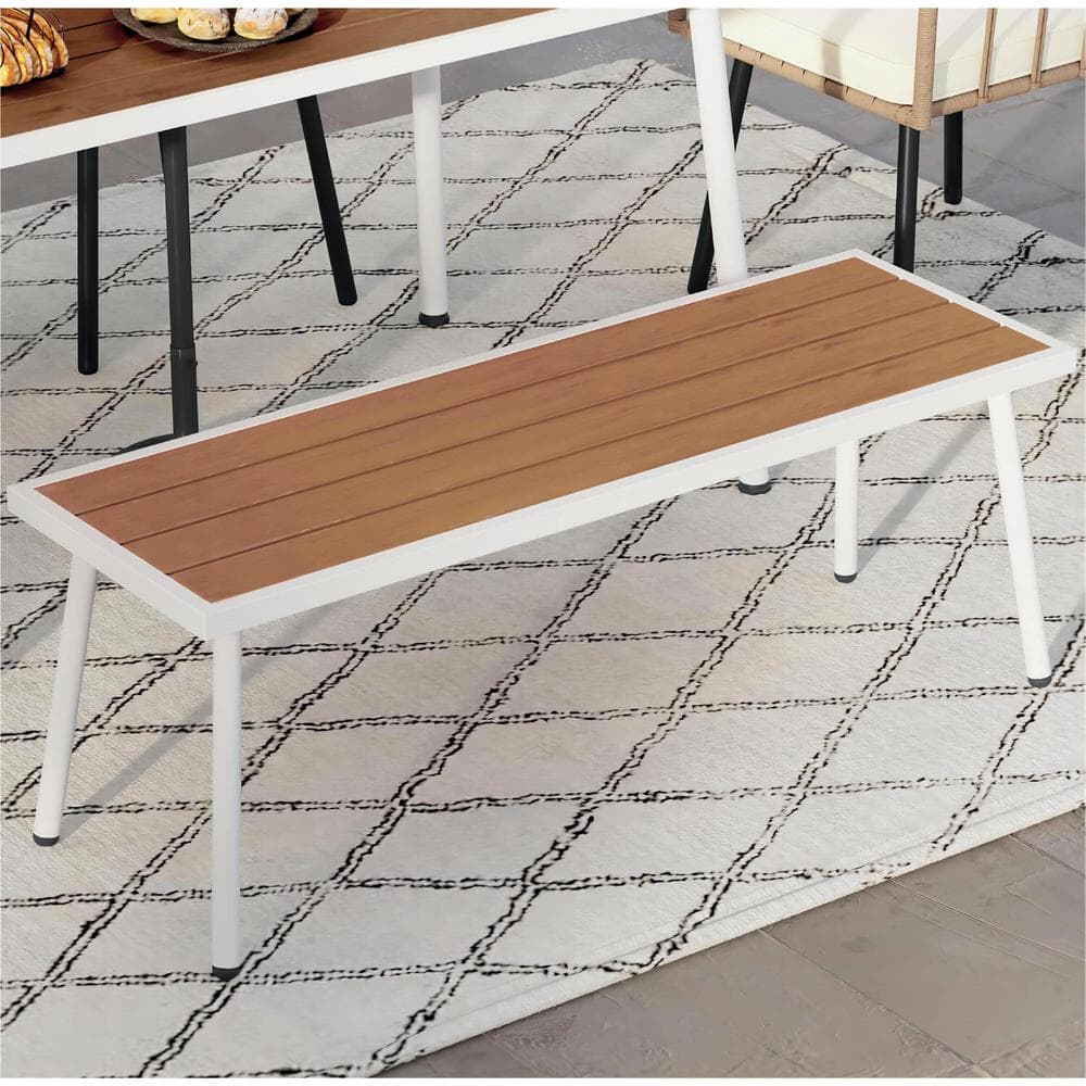 DEXTRUS 47 in. Plastic Wood Outdoor Patio Benches Dining Bench for ...
