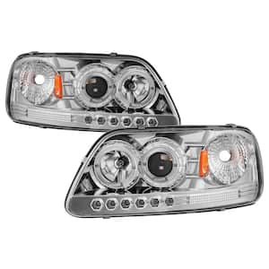 Ford F150 97-03 / Expedition 97-02 1PC Projector Headlights - LED Halo - Amber Reflector - Chome