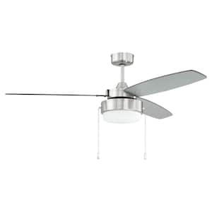 Intrepid 52 in. Indoor Brushed Polished Nickel Dual Mount 3-Speed Reversible Motor Finish Ceiling Fan with Light Kit