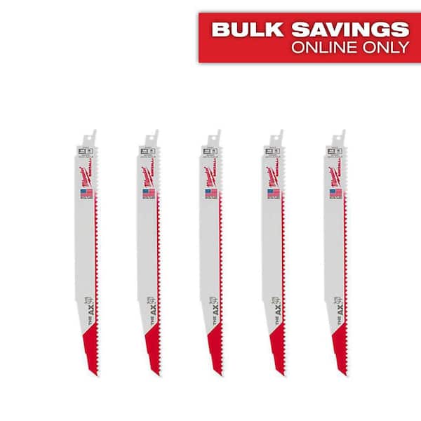 12 in. 5 TPI AX Nail-Embedded Wood Cutting SAWZALL Reciprocating Saw Blades (5-Pack)