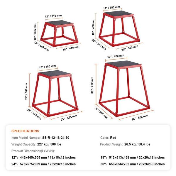 12/18/24/30 Inch Plyometric Jump Box Fitness Exercise Plyo Box Step Cross NEW
