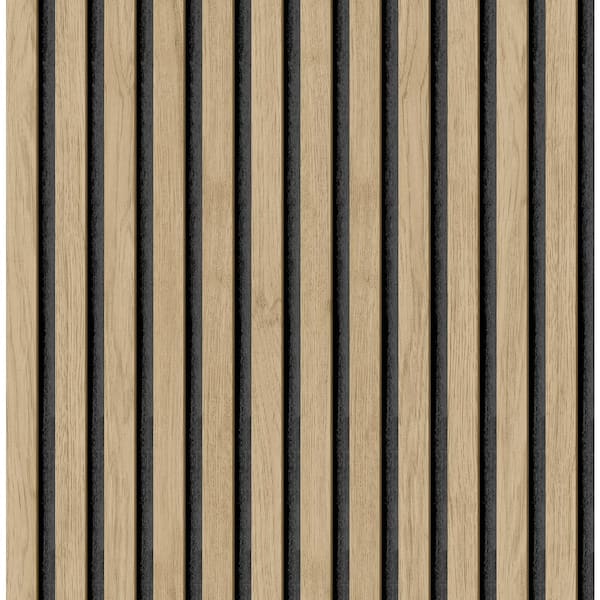 Oak Brown Slat Wood Look Vinyl Peel and Stick Self-Adhesive Removable Wallpaper Roll