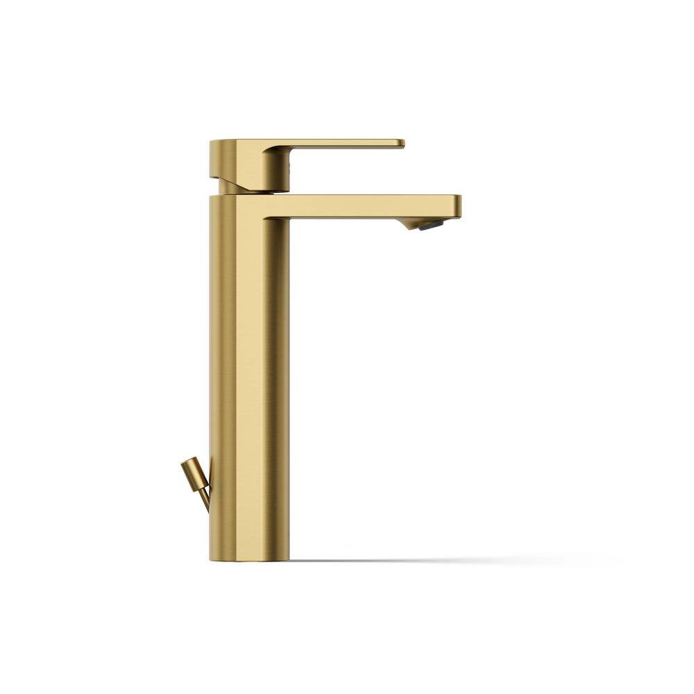 Vibrant Brushed Moderne Brass Tall Single-Handle Bathroom Faucet