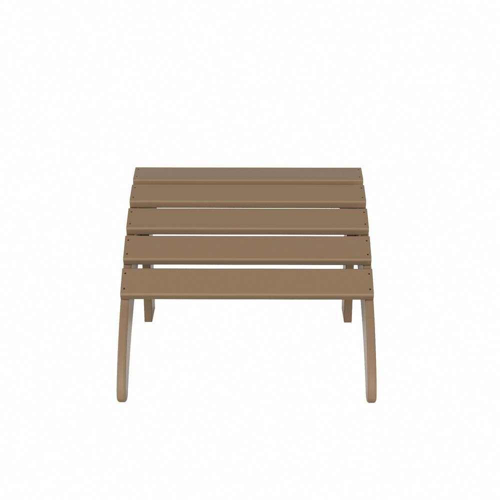 Teak All Weather Poly Outdoor Adirondack Chair Set with Ottomans