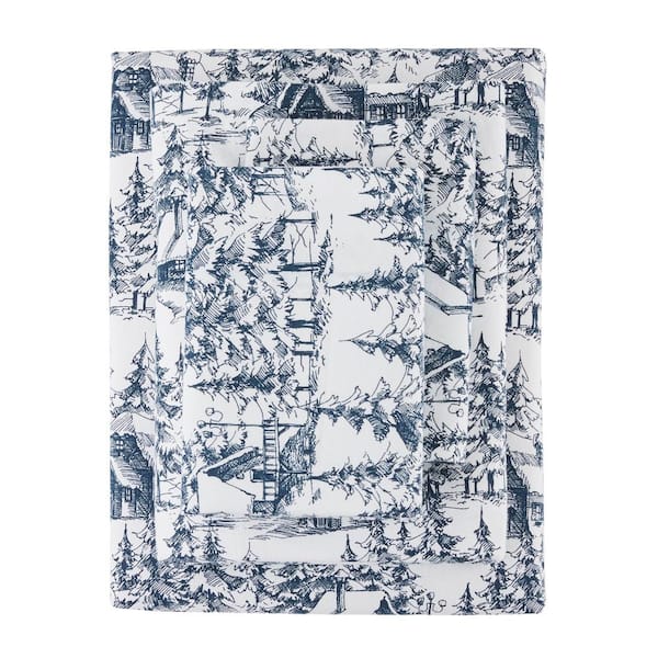 Home Decorators Collection 4-Piece Blue Pine Forest Cotton Flannel Full Sheet Set