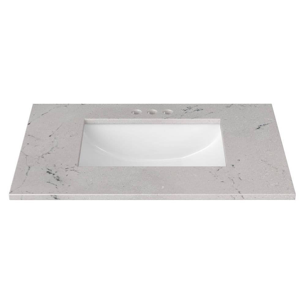 31 in. W x 22 in. D Cultured Marble Rectangular Undermount Single Basin Vanity Top in Icy Stone price history on PriceWatchPro