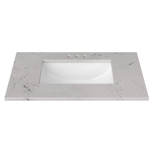31 in. W x 22 in. D Cultured Marble Rectangular Undermount Single Basin Vanity Top in Icy Stone