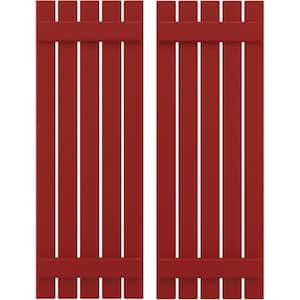 19-1/2 in. W x 31 in. H Americraft 5-Board Exterior Real Wood Spaced Board and Batten Shutters in Fire Red