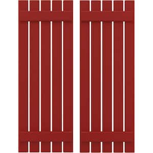 19-1/2 in. W x 36 in. H Americraft 5-Board Exterior Real Wood Spaced Board and Batten Shutters in Fire Red