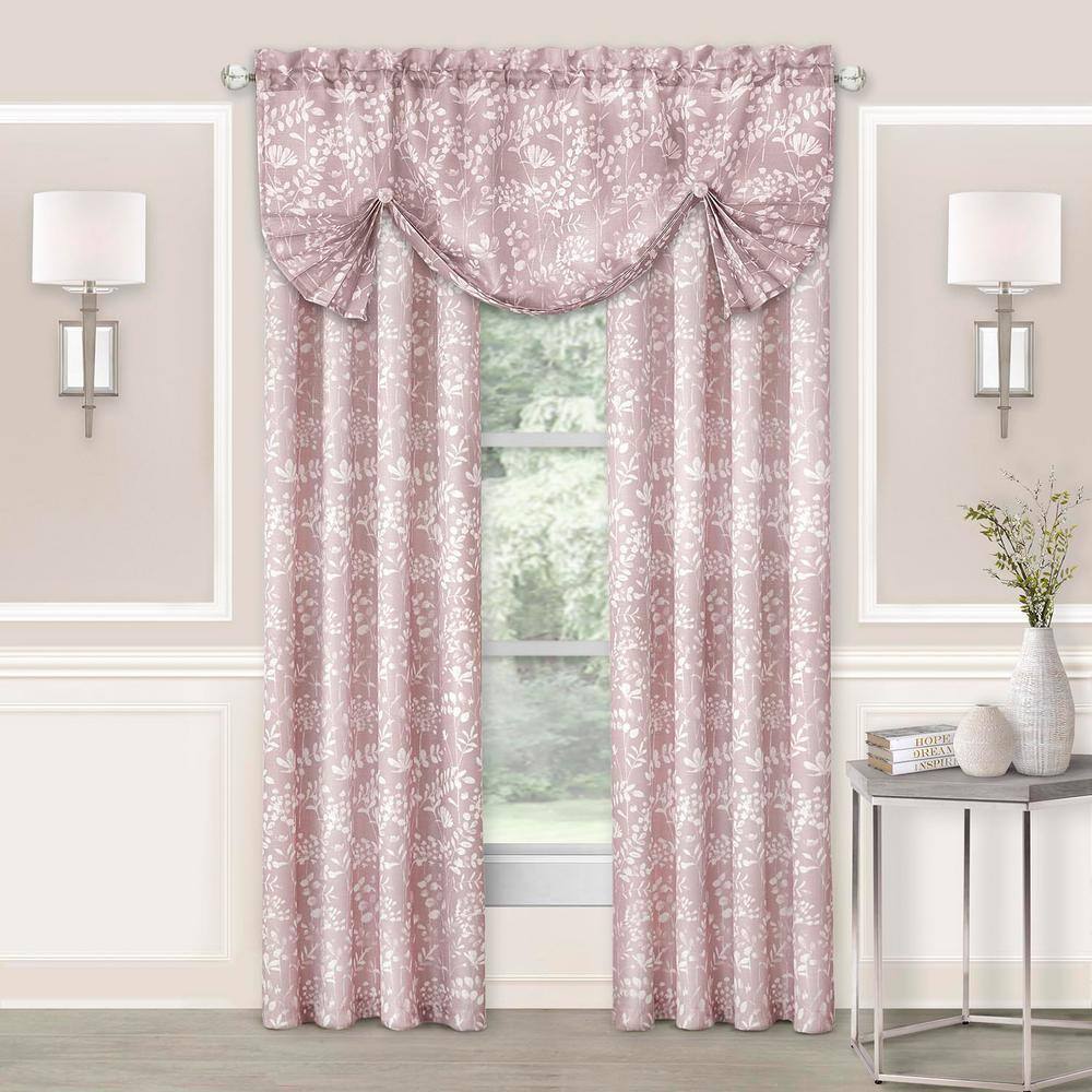 Blush Polyester Rod Pocket Waterfall Valance, Sill Length