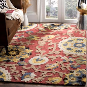 Blossom Red/Multi 4 ft. x 4 ft. Bohemian Floral Square Area Rug