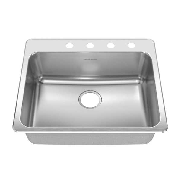 American Standard Prevoir Drop-In Brushed Stainless Steel 25.25 in. 4-Hole Single Basin Kitchen Sink Kit