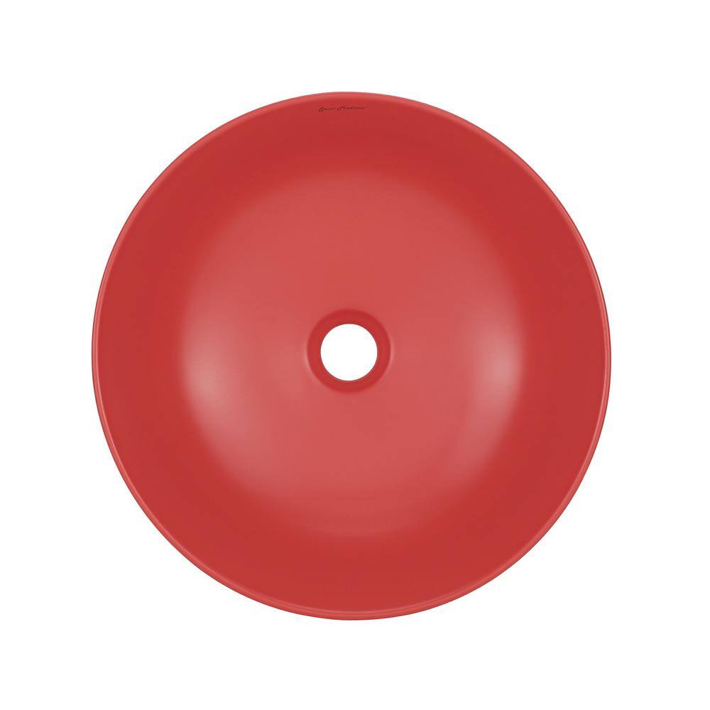 Matte Red Ceramic Above-Counter Vessel Sink, 15.3 in