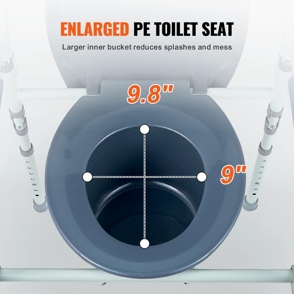 Gray Steel Freestanding Curved Toilet Grab Bar with Adjustable Height