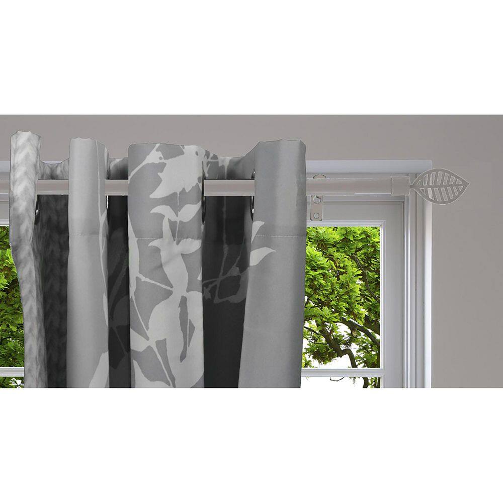 Taupe Adjustable Single Window Curtain Rod Set with Leaf Finials