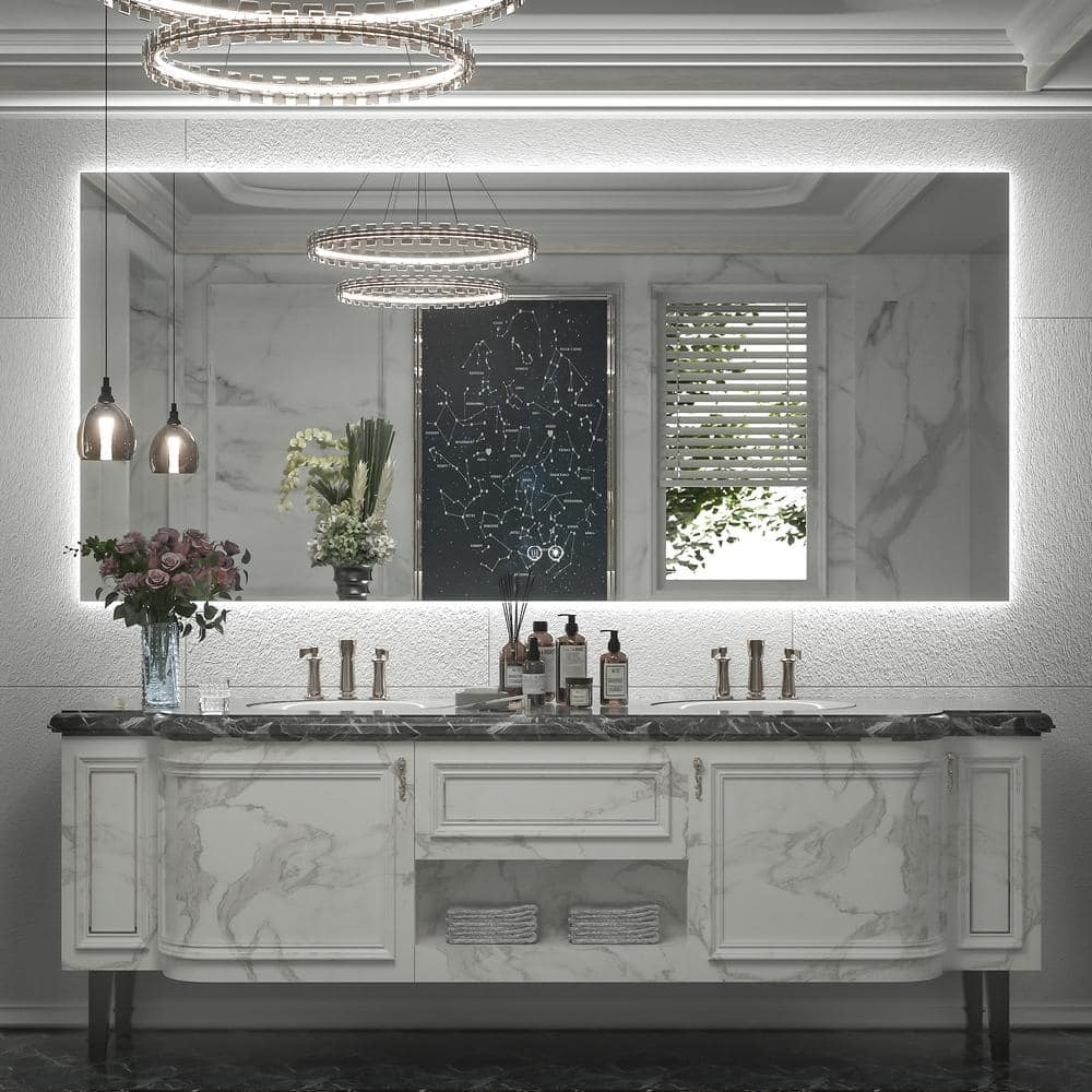 60 in. W x 28 in. H Rectangular Frameless LED Light Anti-Fog Wall Bathroom Vanity Mirror with Backlit price history on PriceWatchPro