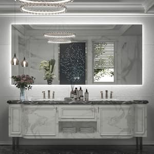 60 in. W x 28 in. H Rectangular Frameless LED Light Anti-Fog Wall Bathroom Vanity Mirror with Backlit