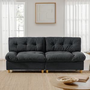 Hector Black Modern 81 in. Polyester Rectangle Loveseat with USB and Type-C Ports