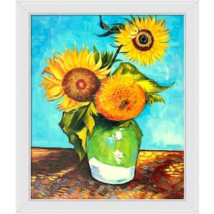 Sunflowers, First Version by Vincent Van Gogh Galerie White Framed Nature Oil Painting Art Print 24 in. x 28 in.