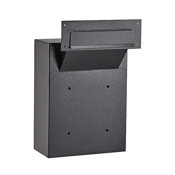 Adiroffice Black Steel Through The Wall Drop Box With Adjustable Chute Mail Receptacle 631 10 Blk Home Depot - Mail Slot Thru Wall