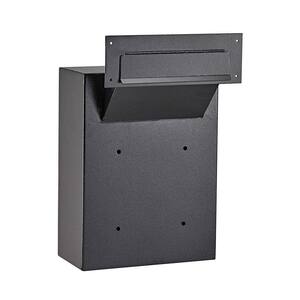 Steel Through the Door Wall Mount Drop Box with Adjustable Chute Mail Receptacle Mailbox, Black