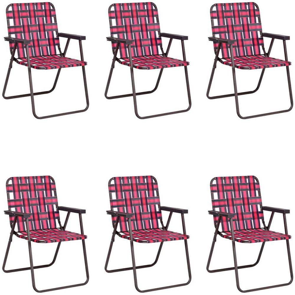 SUGIFT Red Steel Folding Patio Outdoor Chair (6Pack) SGFT88318 The