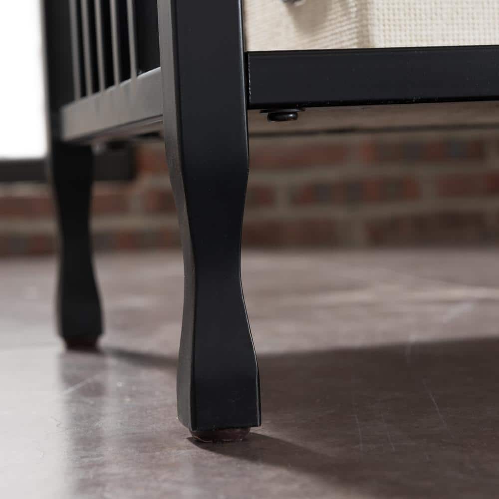 Ironcraft Mission Oak & Matte Black Wood End Table with Drawer