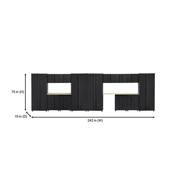Husky 15-Piece Regular Duty Welded Steel Garage Storage System in Black (242 in. W x 75 in. H x 19.6 in. D)
