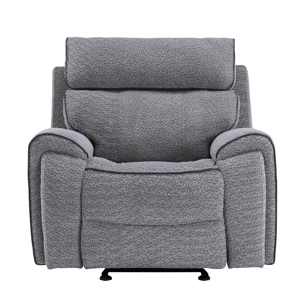 Omni Gray Polyester 3-Piece Reclining Living Room Set