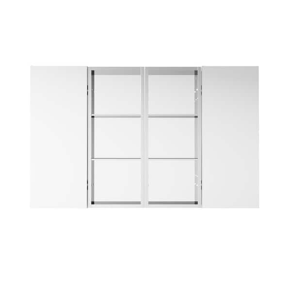 48 in. W x 30 in. H Rectangular Chrome Aluminum Medicine Cabinet with Mirror