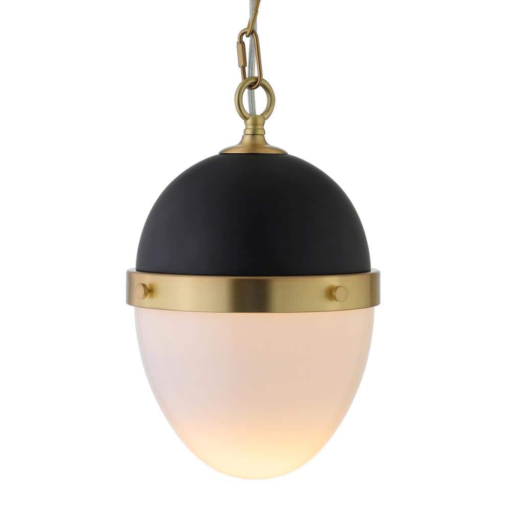 Aurelia Blackened Bronze and Brass Globe Pendant Light with White Milk Glass Shade