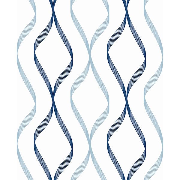 NextWall Celtic Blue and Dewdrop Ogee Ribbon Vinyl Peel and Stick Wallpaper Roll 30.75 sq. ft.