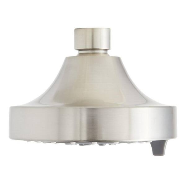 SIGNATURE HARDWARE - 3-Spray Patterns with 1.8 GPM 4.125 in. Wall Mount Full Fixed Shower Head with No Additional Features in Brushed Nickel