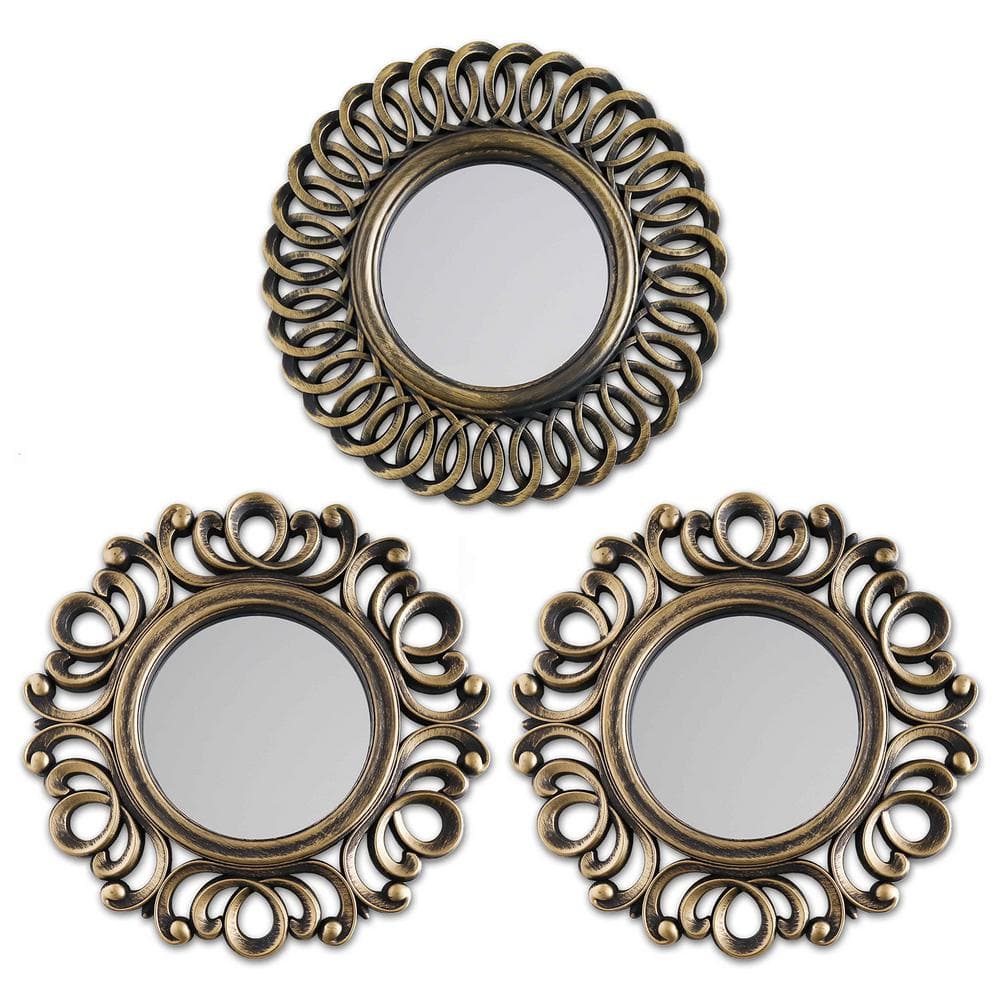 9.84 in. W x 9.84 in. H Gold Vintage Round Wall Mirrors Pack of 3