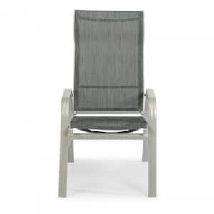 Captiva Charcoal Gray Stationary Cast Aluminum Outdoor Dining Arm Chair (Set of 2)